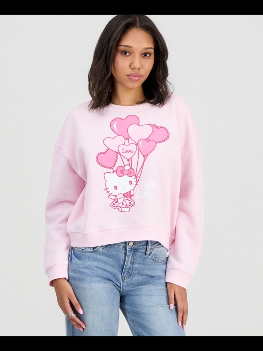 Hello Kitty Pink Balloon Graphic Sweatshirt Large